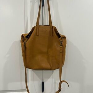 Women's Tan Leather Shoulder Tote Bag